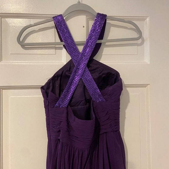 Aidan Mattox Purple Chiffon Sequin Strap Dress | Size 2 - Picture 7 of 12